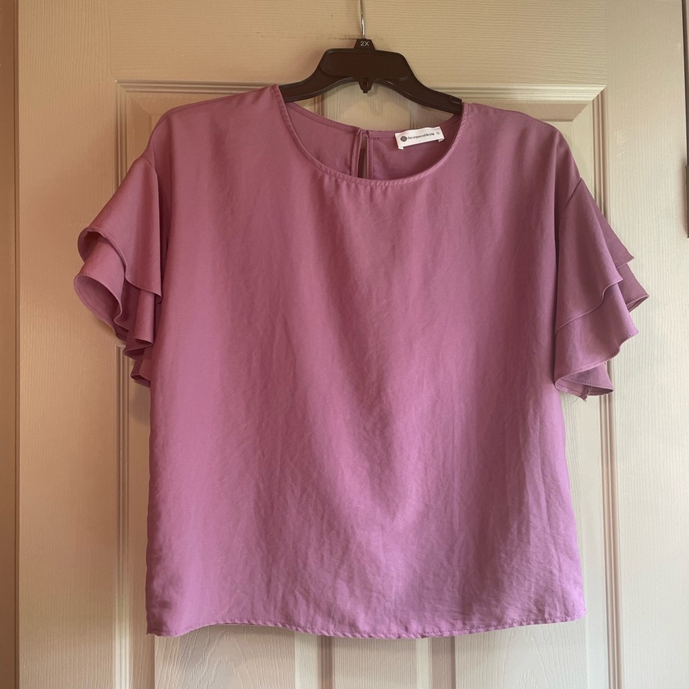 The Impeccable Pig‎ Women’s Elegant Mauve Ruffle Sleeve Top, Size Small